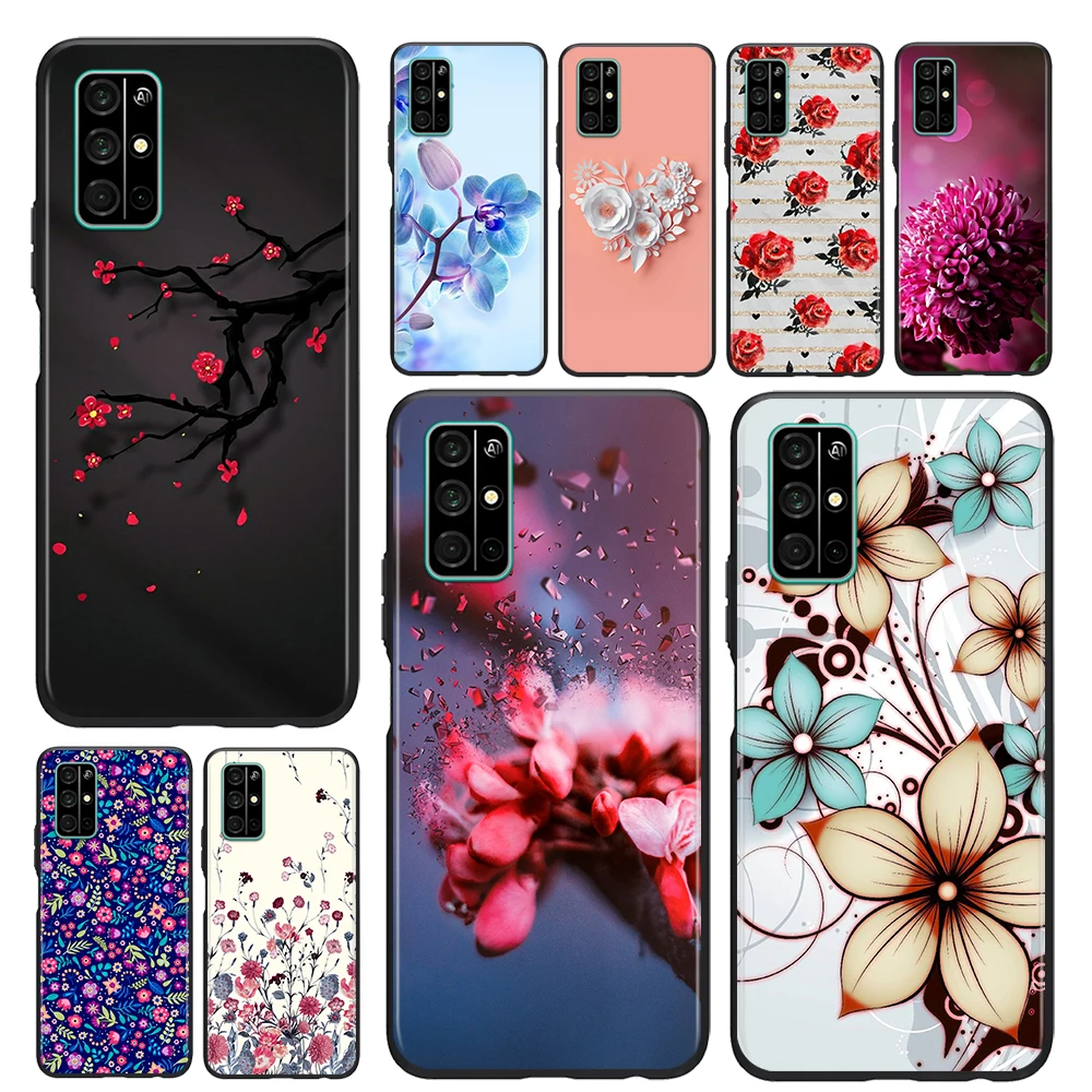 

Phone Case Beautiful flower rose For Honor View 20 10X 10i 10 X10 9N 9X 9C 9A 9S 9 V9 Lite Pro 5G Black Soft TPU Cover