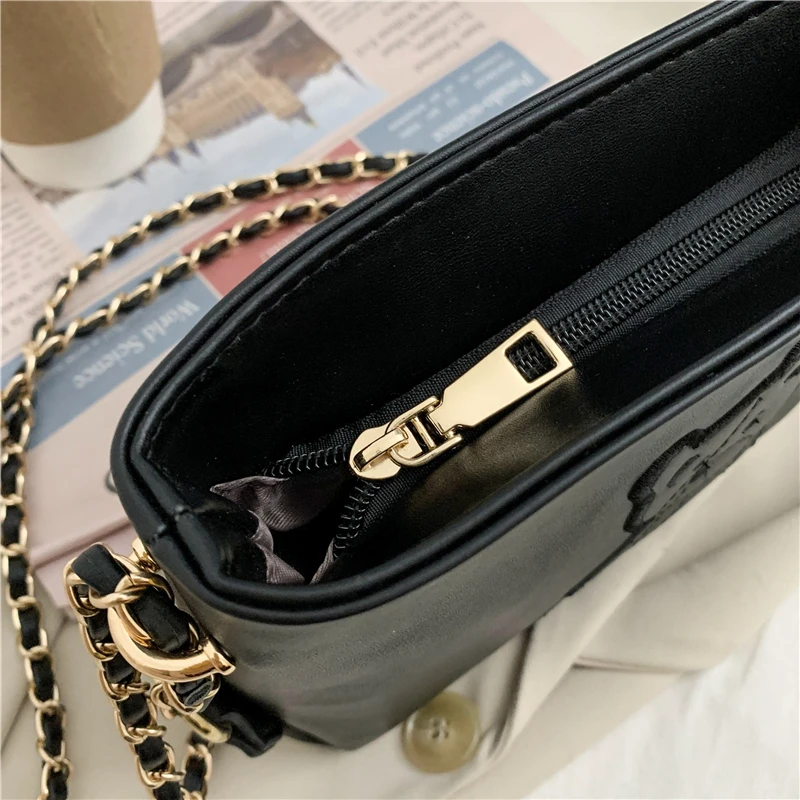 

Classic PU Leather Cute Bear Small Square Bags for Women Simple Trendy Chain Messenger Bag Female Elegant Wild Shoulder Bags Sac