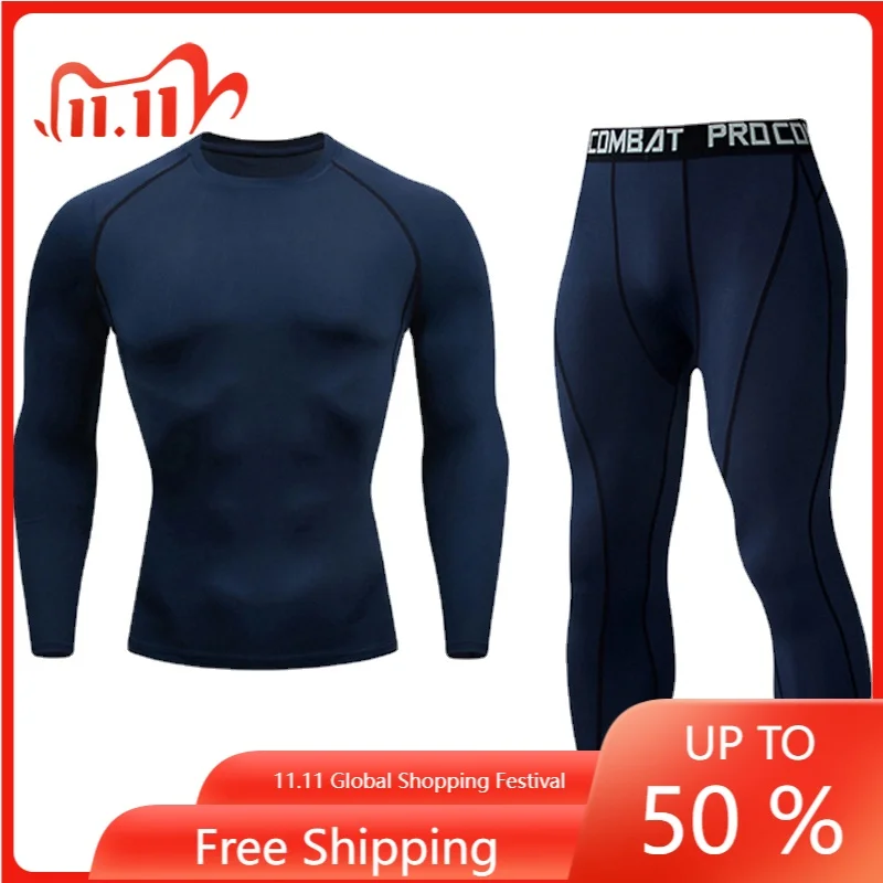 

Quick Dry Men's Thermal underwear Sets Running Compression Sport Suits Basketball Tights Clothes Gym Fitness Jogging Sportswe