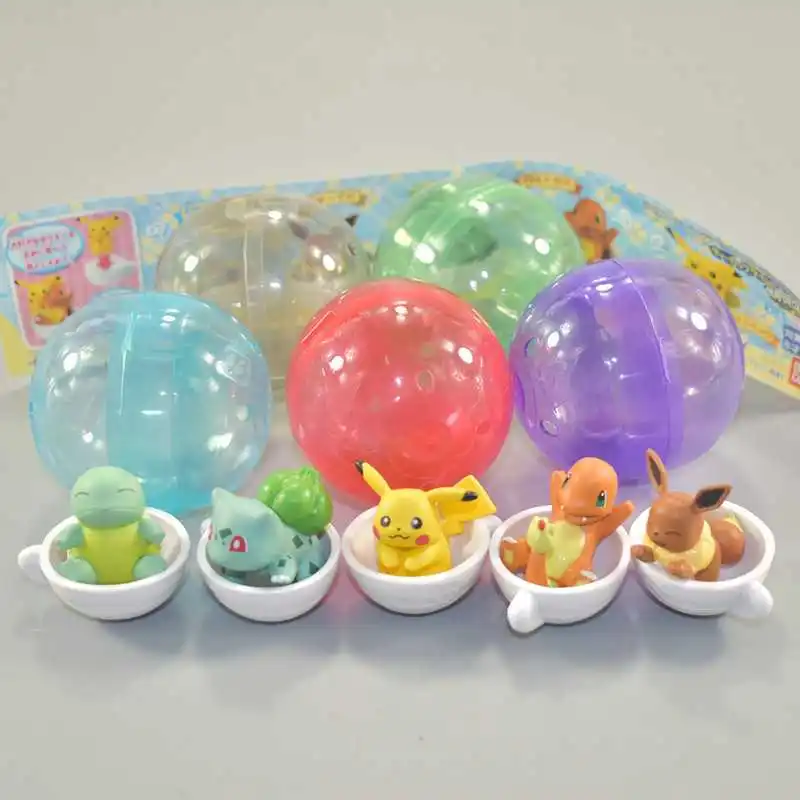 5 шт. Pocket monster Pokemon Capsule игрушки Pikachu Charmander Squirtle Bulbasaur экшн фигурки подарки для