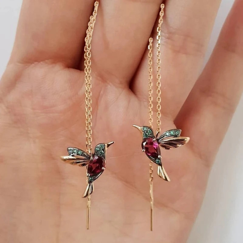 

Elegant Birdie Drop Crystal Dangle Earrings for Women Classic Long Chain Tassel Earring Romantic Rhinestone Earring Jewelry