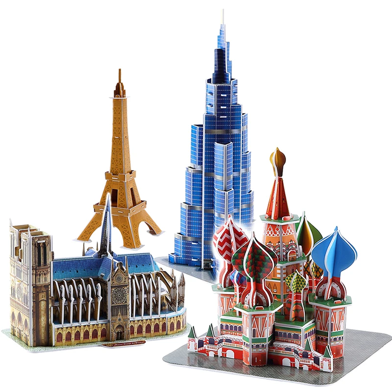 DIY архитектура 3D картонные головоломки игрушки Нотр Дам де Пари Эйфелева башня