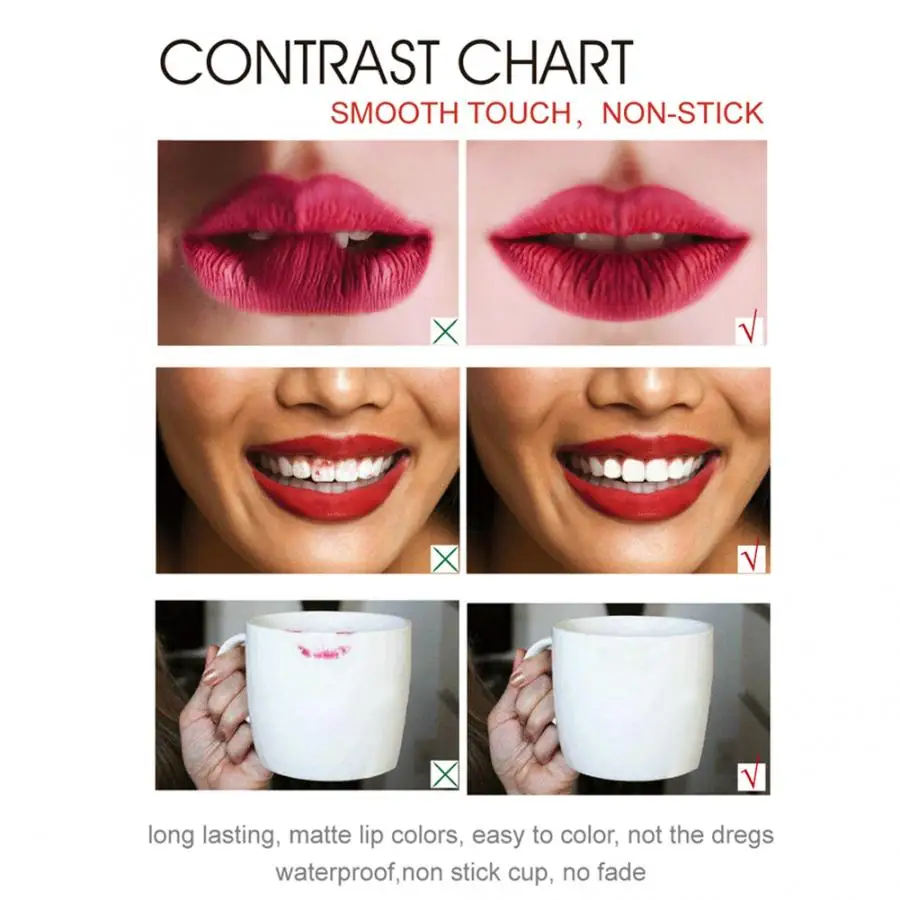 Матовый 6 шт. матовый стойкий блеск для губ не липкая жидкая помада набор