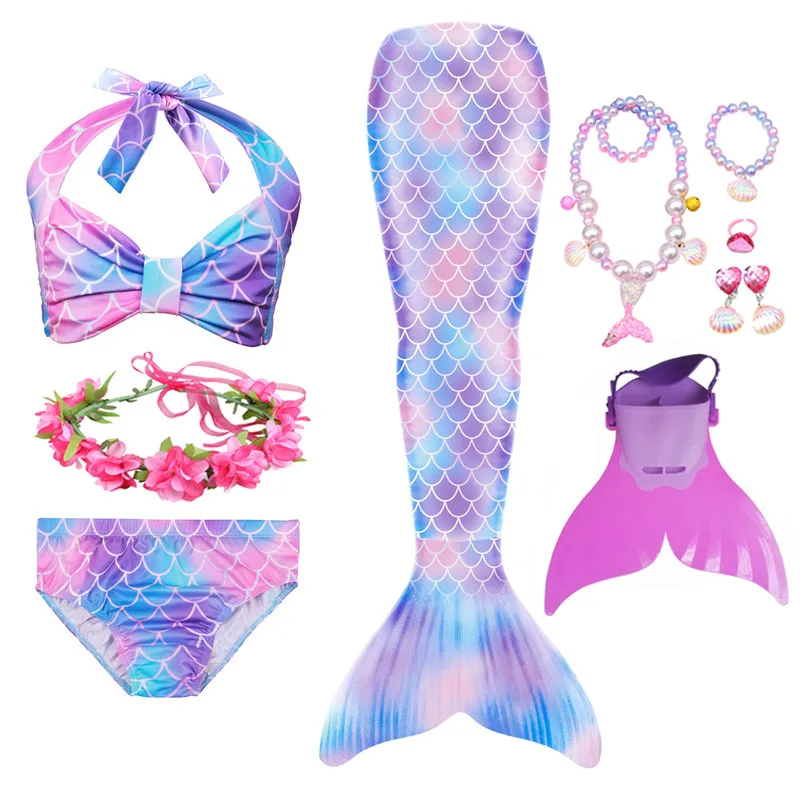 Детский Костюм Русалки с хвостом купальный костюм моноластами для Хэллоуина