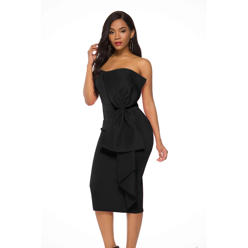 Women Bodycon Dress Off Shoulder Backless with Bowtie Sexy Lady Party Clubwear Dinner Evening Slim Tunic Femme Package Hip Robes | Женская