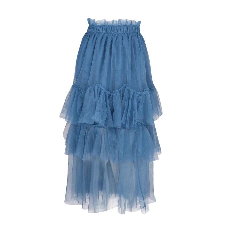 Женская летняя сетчатая юбка-пачка плиссированная до середины икры имперский