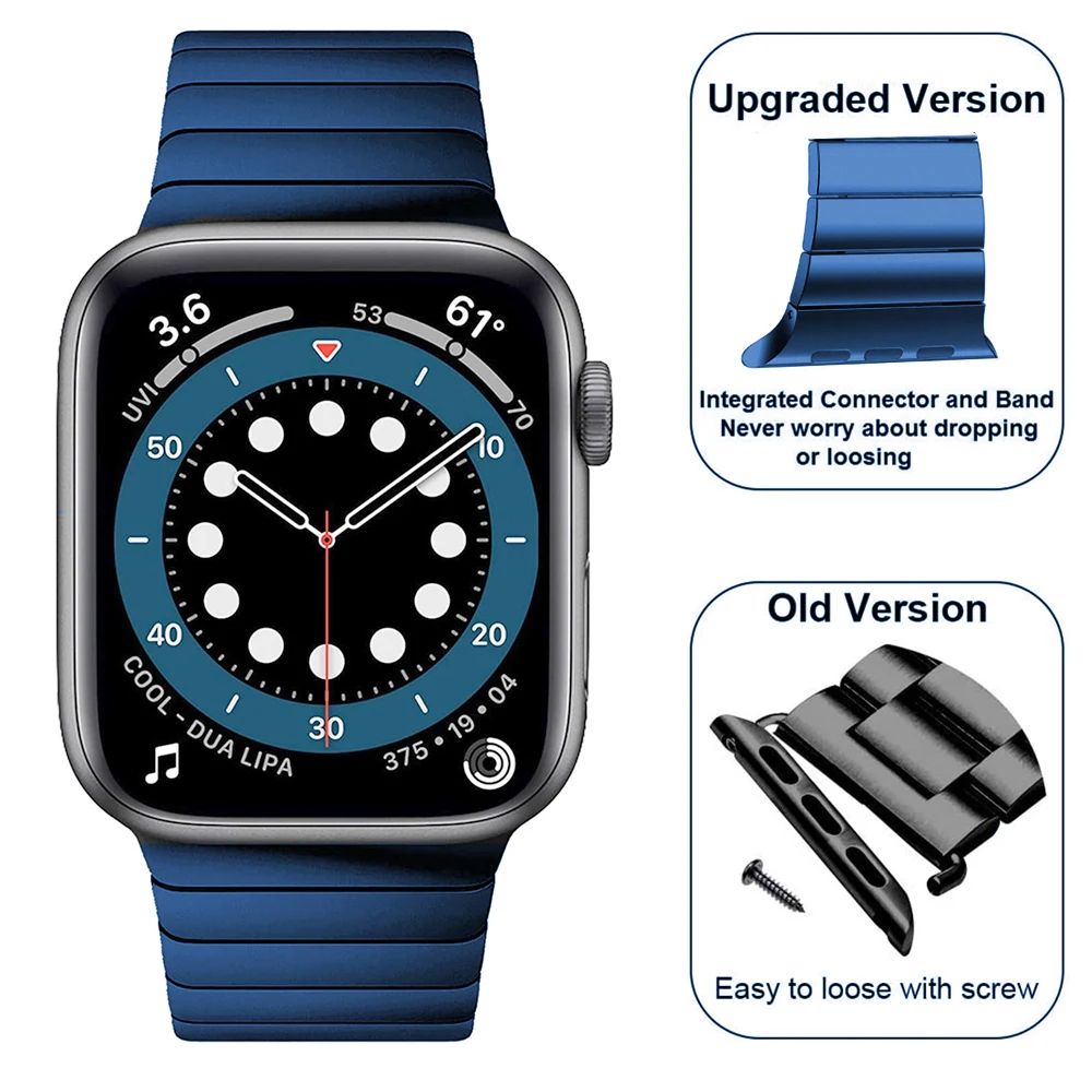 Браслет из нержавеющей стали для apple watch 6 серия 7 5 4 se 44 мм 40 синий | Наручные часы