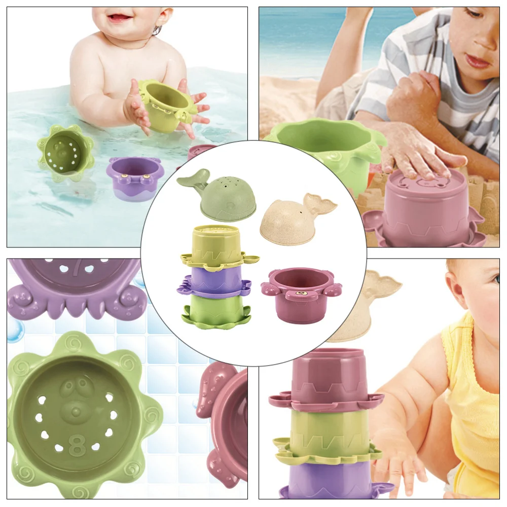 

6pcs Stackable Shower Beach Baby Bathing Kid Educational Plaything