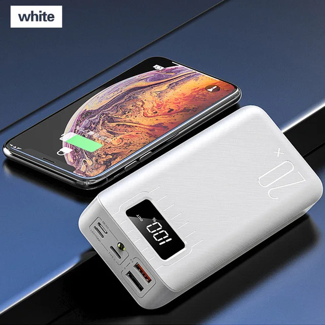 20000mAh Внешний аккумулятор 30000 мАч, портативное быстрое зарядное устройство, большая емкость, внешний аккумулятор для Iphone, Xiaomi, huawei, светодиодный аккумулятор - Цвет: 20000mAh