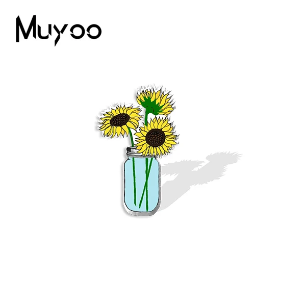 Булавки для одежды из эпоксидной смолы с цветами маргаритки и подсолнуха в