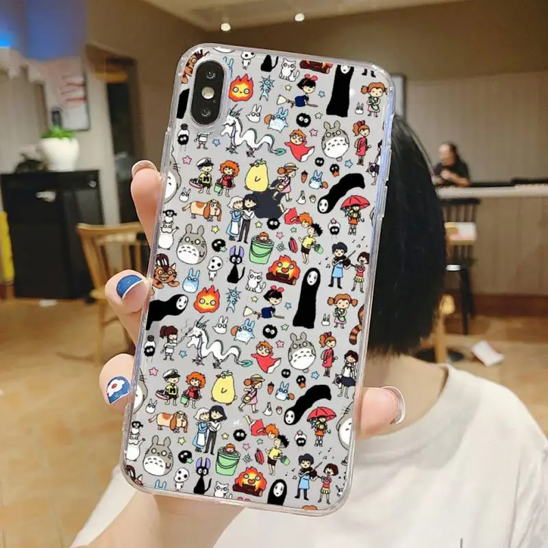 

Totoro Spirited Away Japan anime Phone Case Transparent for iPhone 6 7 8 11 12 s mini pro X XS XR MAX Plus