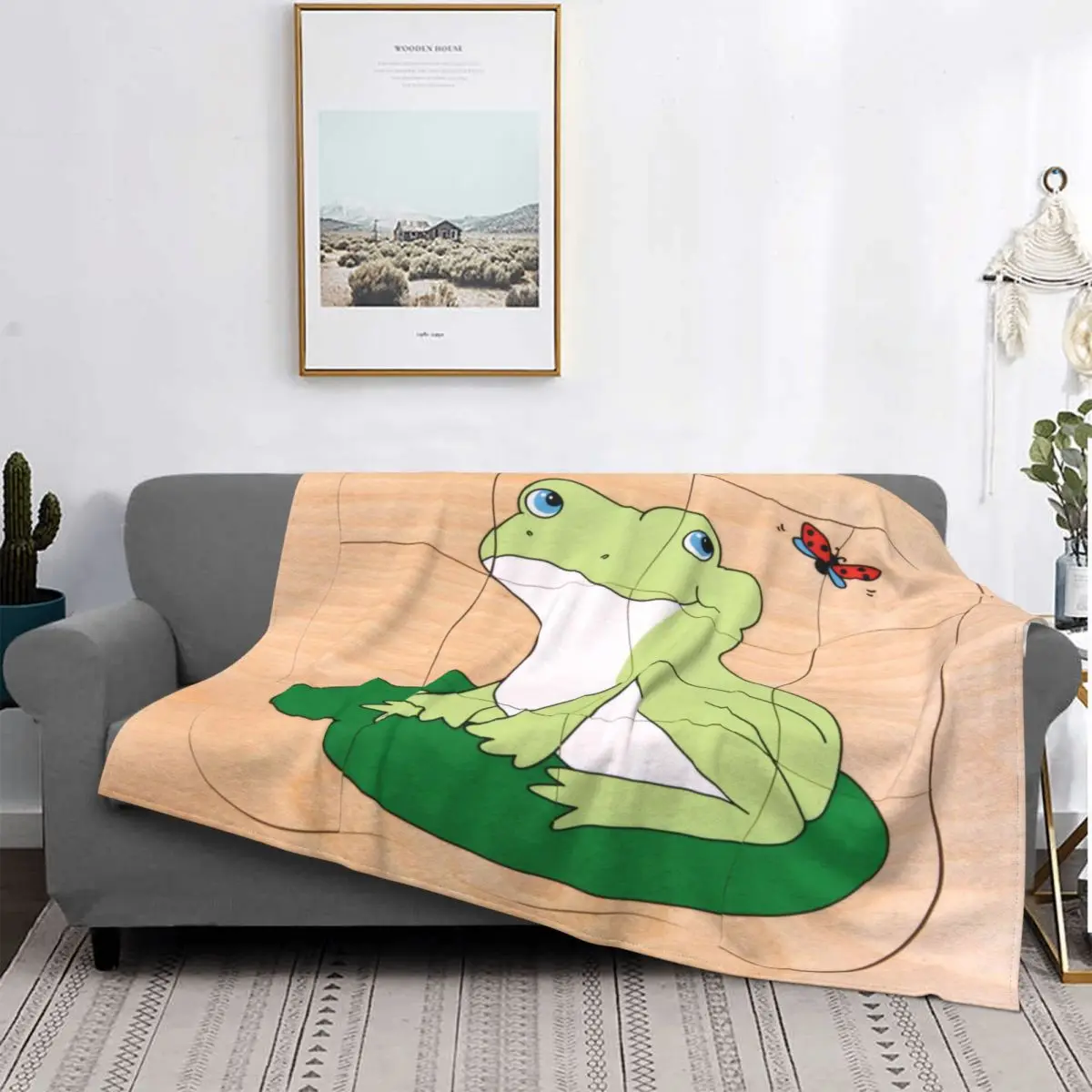 

Frog Animal Blanket Coral Fleece Plush Textile Decor Cute Multi-function Lightweight Thin Throw Blankets for Sofa Car Rug Piece