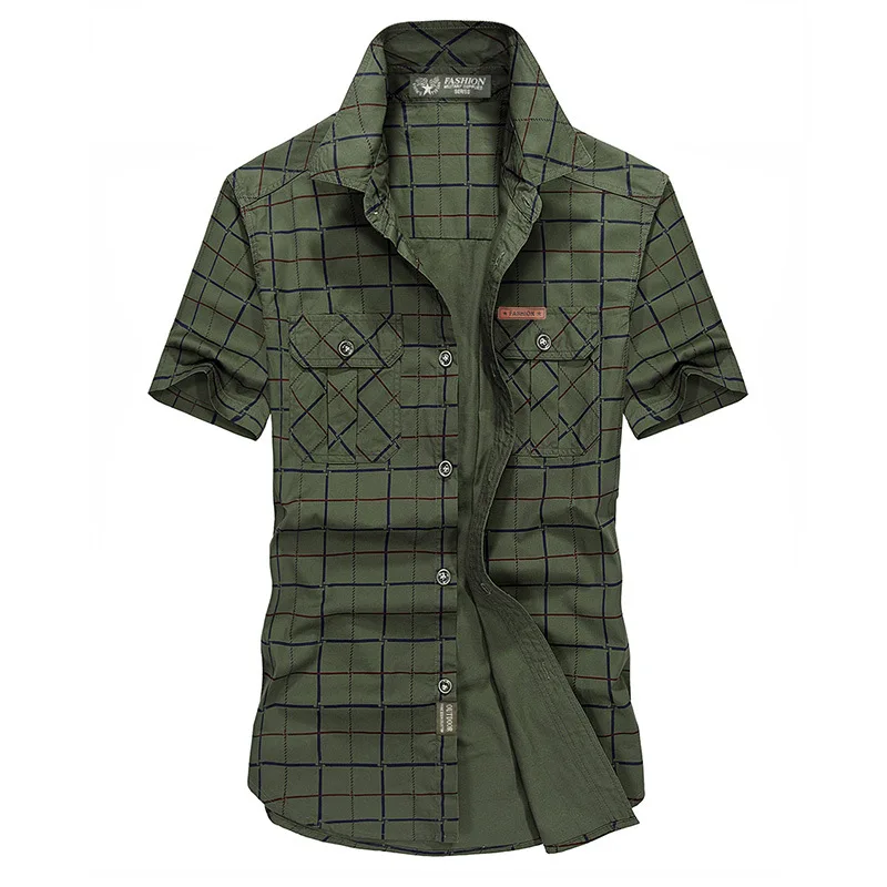 Летняя мужская рубашка размера плюс 5XL Повседневная Свободная в стиле милитари