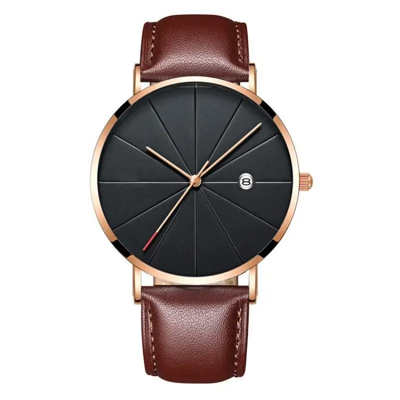 

Fashion Men Quartz Watch Business Wristwatch Mesh Belt Casual Watch PU Leather Belt Watch Male Clock