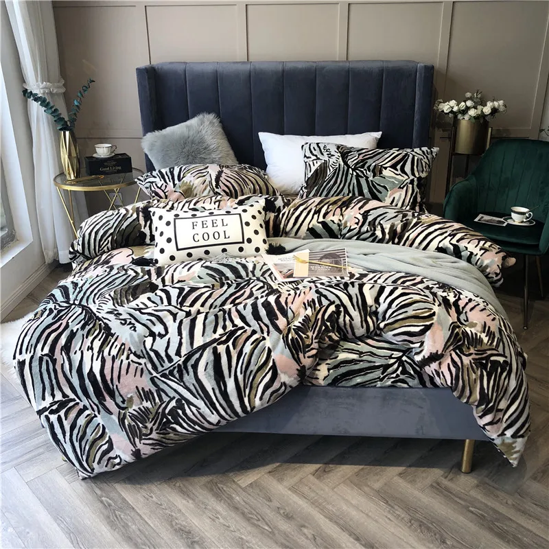 Зимний Теплый мягкий бархатный фланелевый Привлекательный комплект постельного