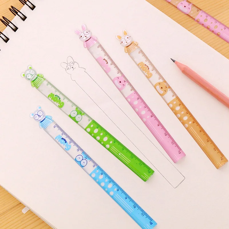 

2Pcs/Lot Lovely Cartoon Animal Mini Ruler 12 Cm Children's Favorite Straight Ruler Learning Measure Stationery Color Random