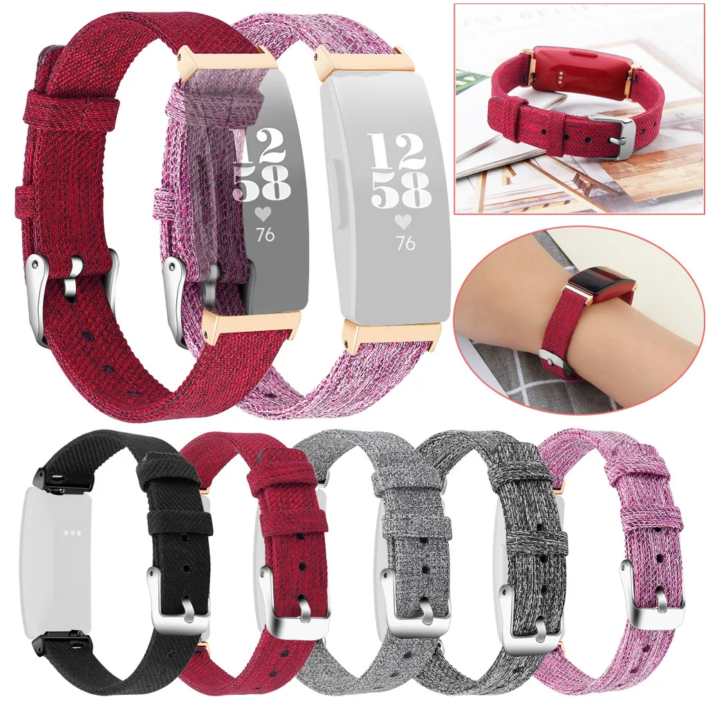 Сменный ремешок для часов плетеная холщовая ткань Fitbit Inspire/Inspire HR яркий