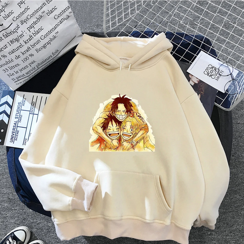 

Anime One Piece Unisex Hoodies Manga ASL Team Ace Saab Luffy Print Clothing Women Harajuku Pullovers Autumn Winter Hoody Men