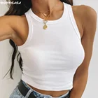 Майка женская в рубчик с открытыми плечами, летняя, 2022