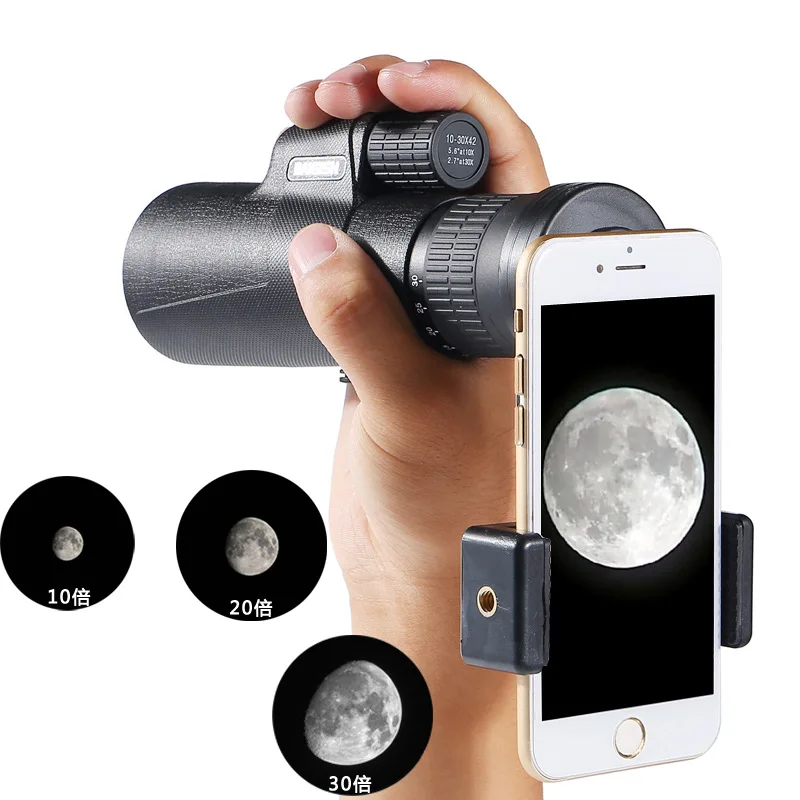 10-30x42 High Zoom Monocular Military Telescope BAK4 Prism Binoculars Big Eyepiece Lens Spotting Scope For Hunting Camping X391B |