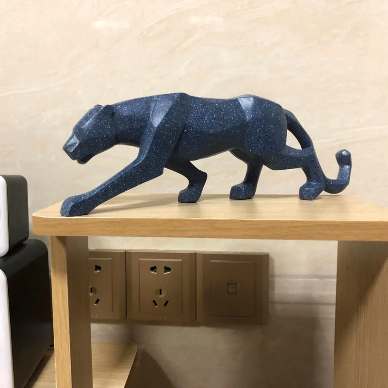 Европейская леопардовая скульптура модель синей голубой геометрической Пантеры