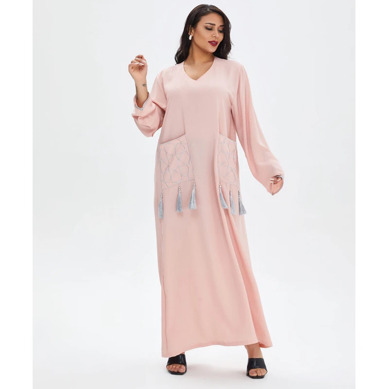 Дубай Абая женская мусульманская исламское платье Абая-абайя с карманами турецкий кимоно мусульманская одежда