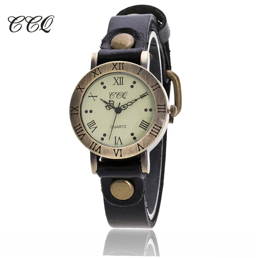 

New Selling CCQ Brand Vintage Cow Leather Wrist Watch Fashion Women Bracelet Watch Casual Quartz Watch Relogio Feminino Gift