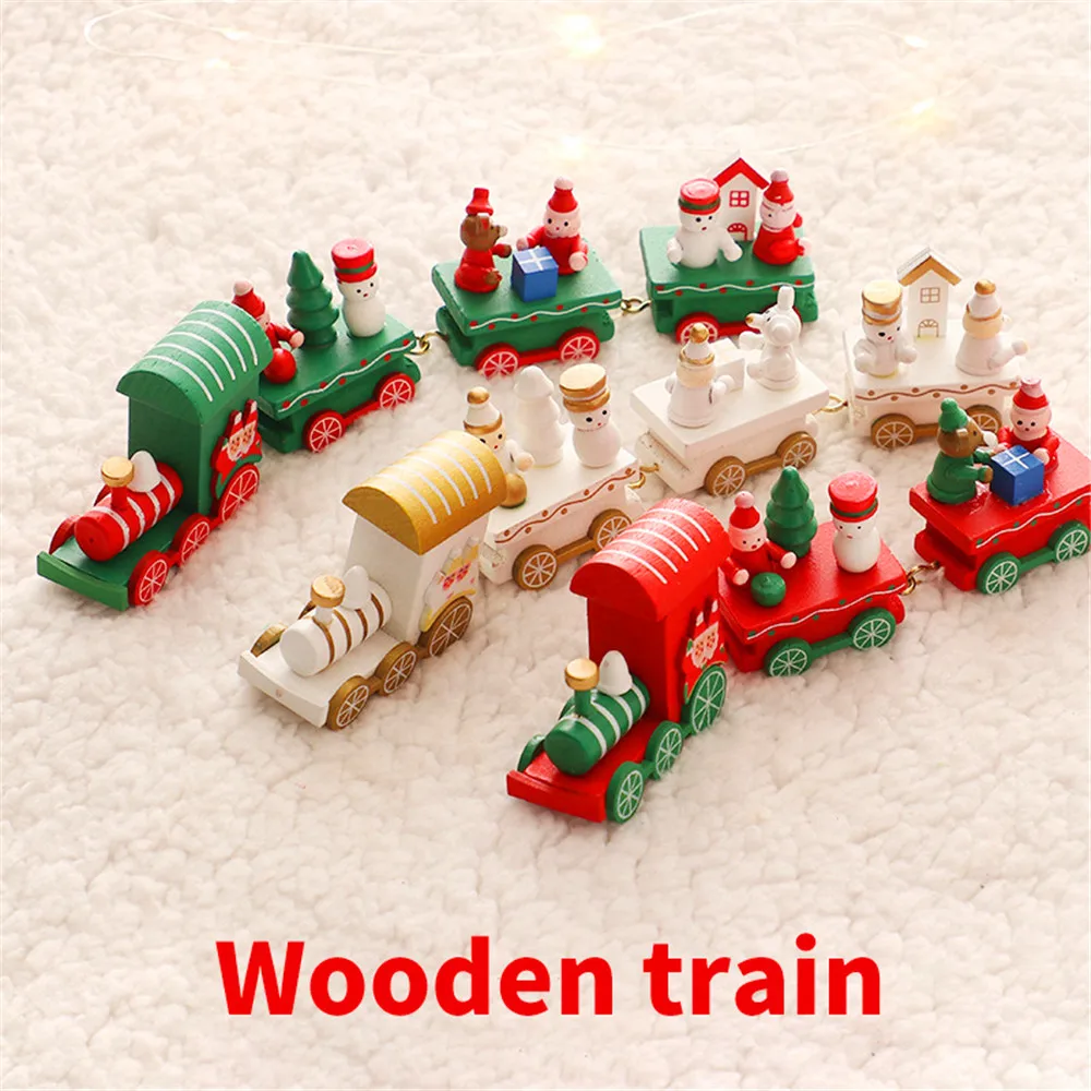 Рождественский поезд раскрашенный Деревянный Санта/медведь/снеговик