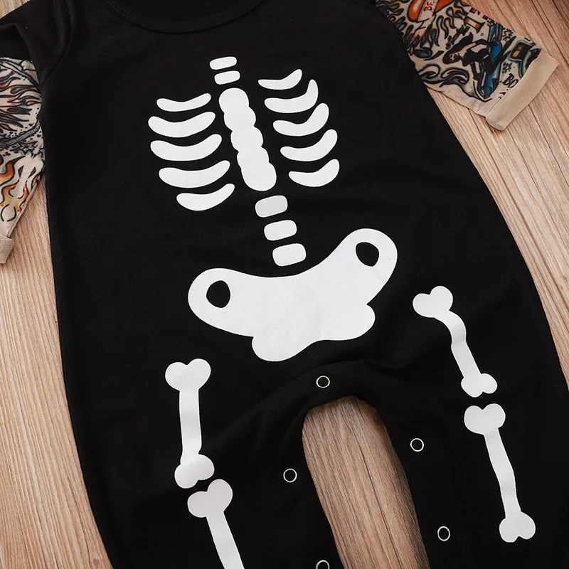 

2020 Winter Style Infant Newborn Baby Romper Cotton Long Sleeve Print Halloween Skeleton Cute Jumpsuits Cotton Clothes Outfits
