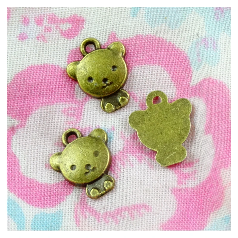 

100 PCS 13.2*11MM Antique Style Bronze Ancient Tone Bear Alloy Charm Pendants Crafts Jewelry Accessory