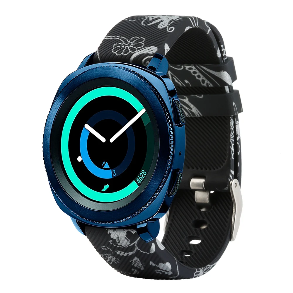20mm black flower 20 мм силиконовый ремешок для часов samsung Galaxy Watch 42 мм/gear Sport/Garmin Vivoactive 3/Vivoactive 3 Music/Forerunner 645 ремешок - Цвет: 20mm black flower