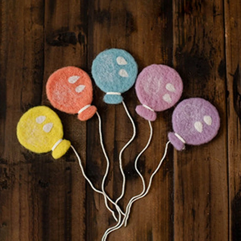 Globo de fieltro de lana para beb&eacute;, decoraciones de nubes, accesorios para fotograf&iacute;a infantil-4
