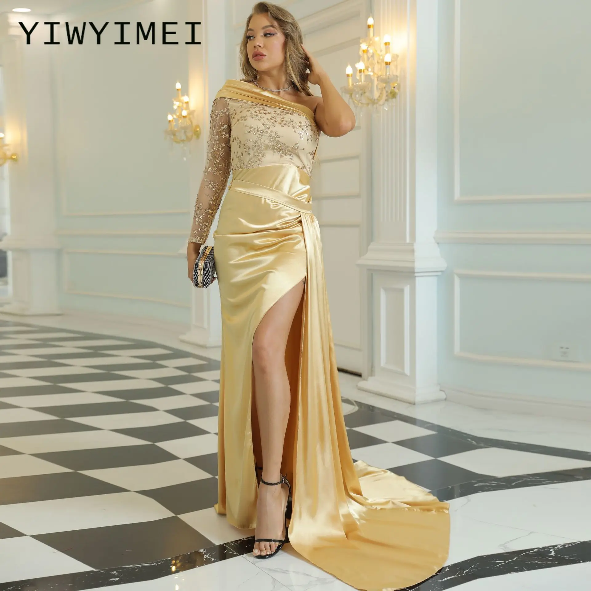 

2021 Summer Elegant Solid One Shoulder High Split Thigh Ruched Maxi Floor Dress White Sexy Corset Asymmetric Party Robes Female