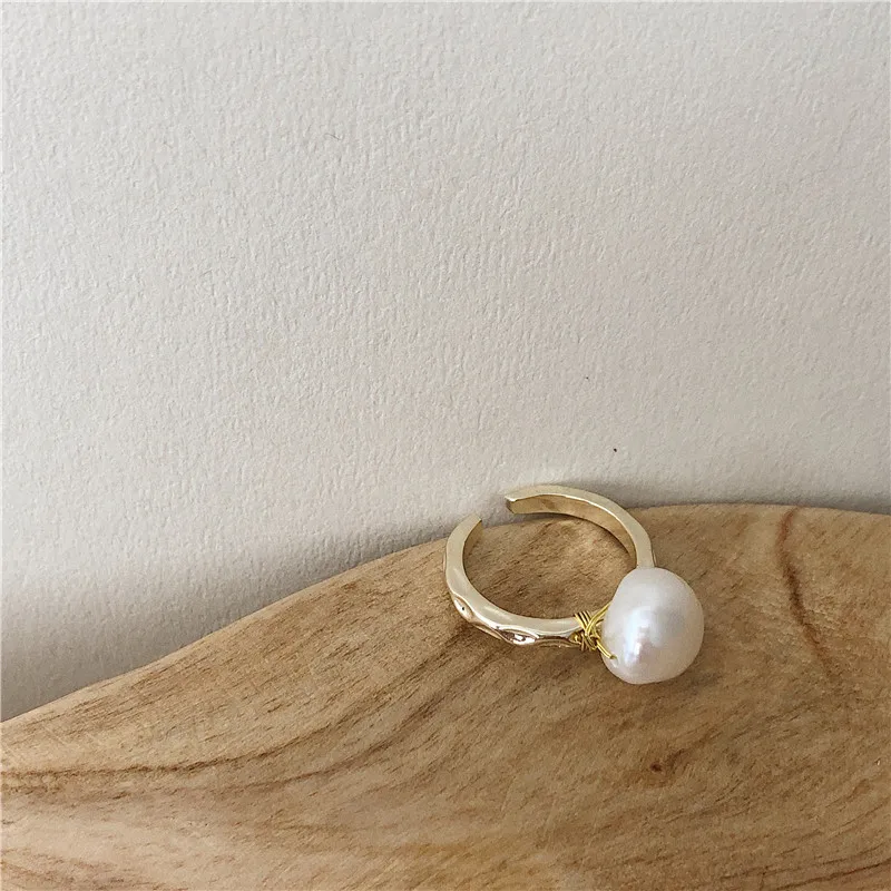 Кольцо женское с натуральным пресноводным жемчугом открытые кольца на палец |