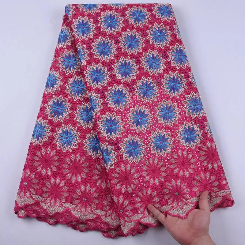 Зеленая Высококачественная вышитая хлопковая кружевная ткань 2020 Новинка