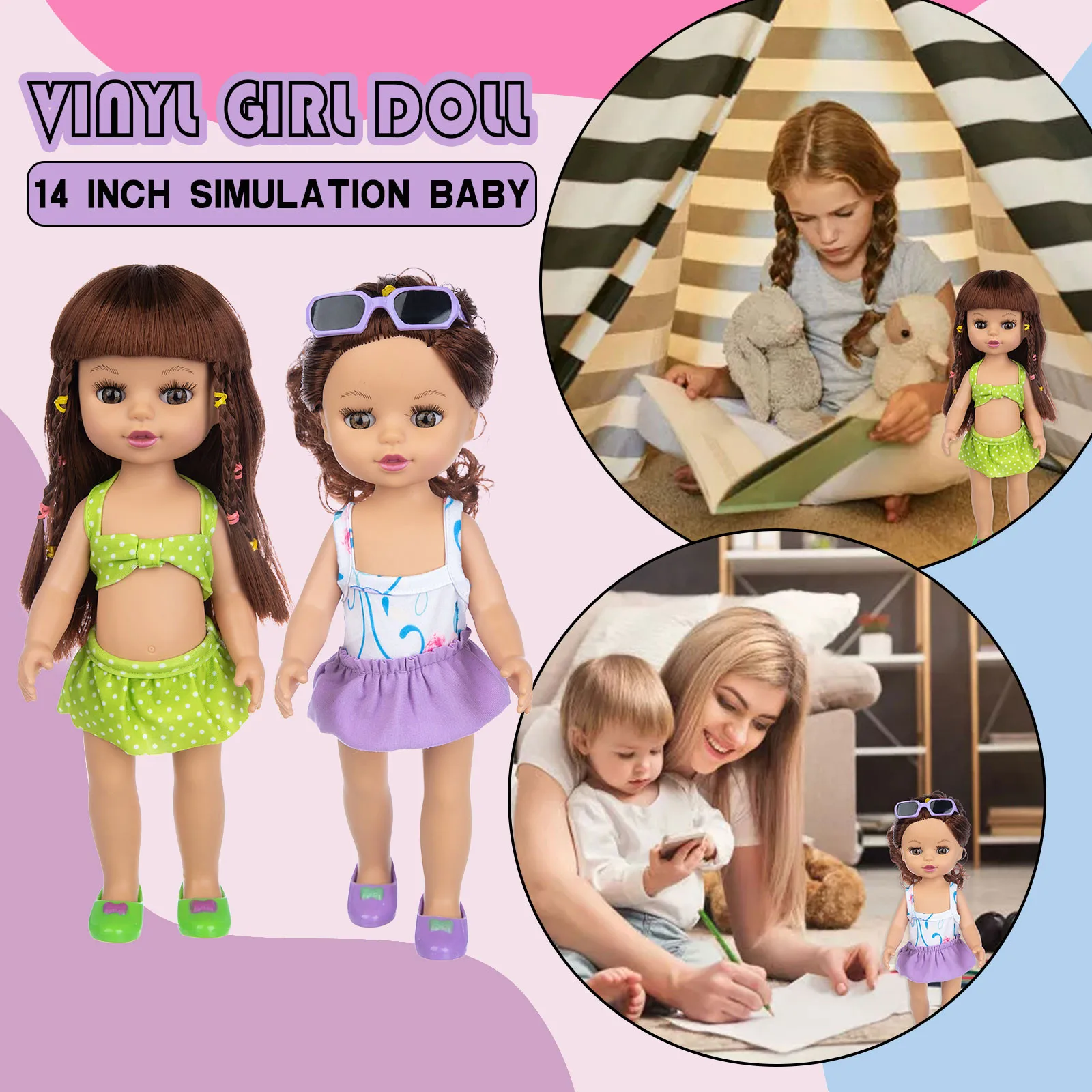 

High Quality Exquisite Baby Cute Curly Dolls White Skin Hair Lace Skirt Dolls Accessories Model Doll Baby Girl Birthday Gift