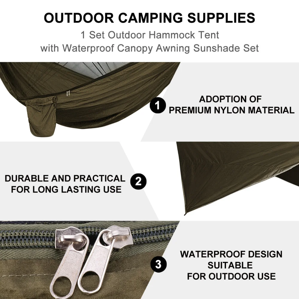 

1 Set Outdoor Camping Hammock Tent with Waterproof Awning Canopy Sunshade Set