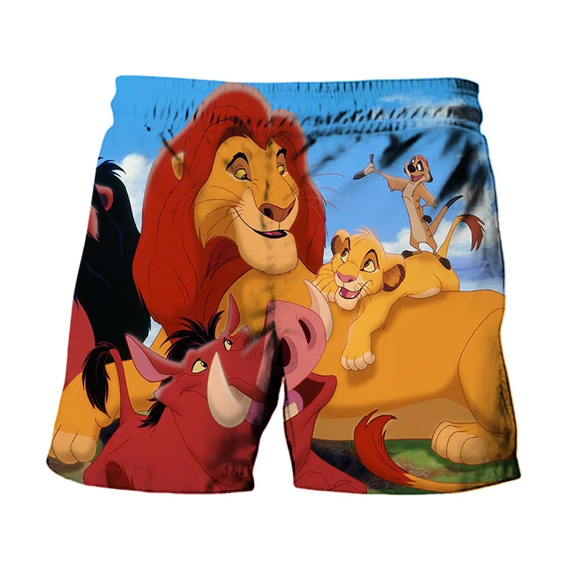 

2021 Summer Children's 3D Cartoon Lion King Beach Shorts Casual Boys Girls Sports Shorts 2-14 Years Old Baby Clothing