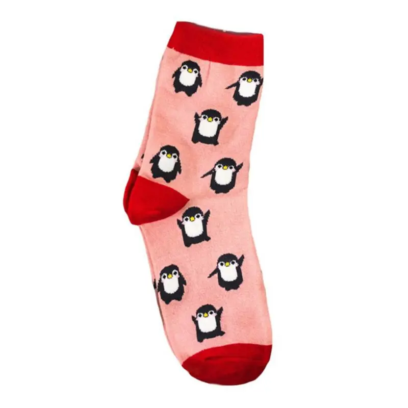 

2020 5 Pairs Cute Cartoon Penguin Animal Print Women Crew Socks Cotton Hosiery Gifts