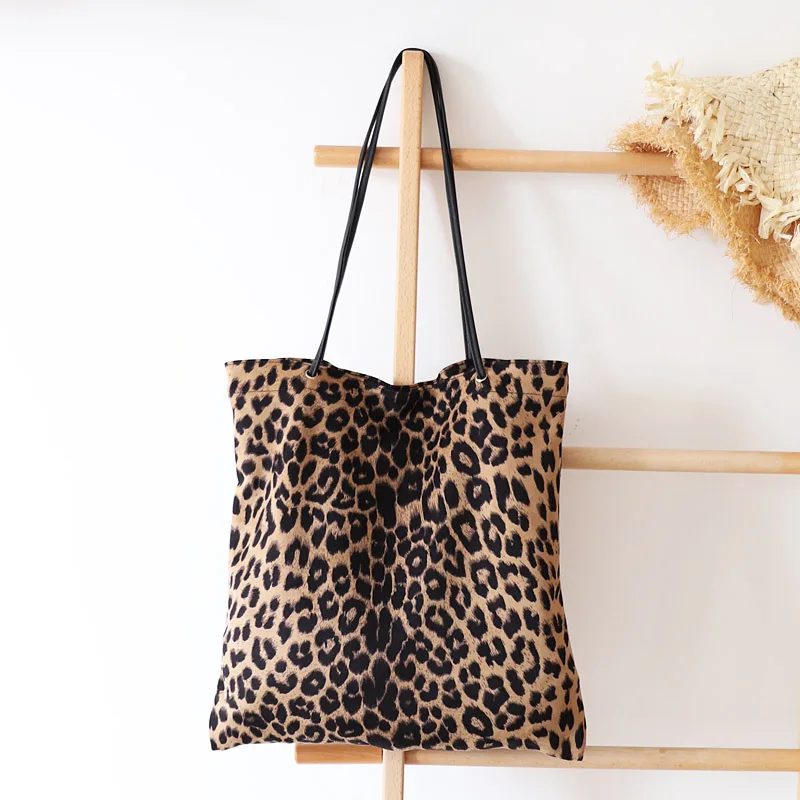 Женская Складная Сумка-тоут с леопардовым принтом повседневная вместительная