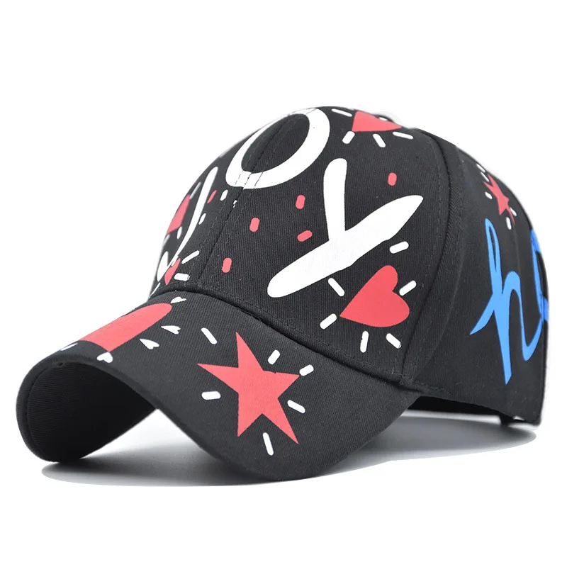 

Letter Graffiti Baseball Hat Korean Hat Female Popular Printed Hat Curved Brim Duck Tongue Hat Personalized Sunshade Hat