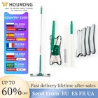 Зеленая плоская швабра X-типа Squeeze Mop Деревянный бытовой инструмент для уборки Материал из микрофибры Уход за полом Вращение на 360 