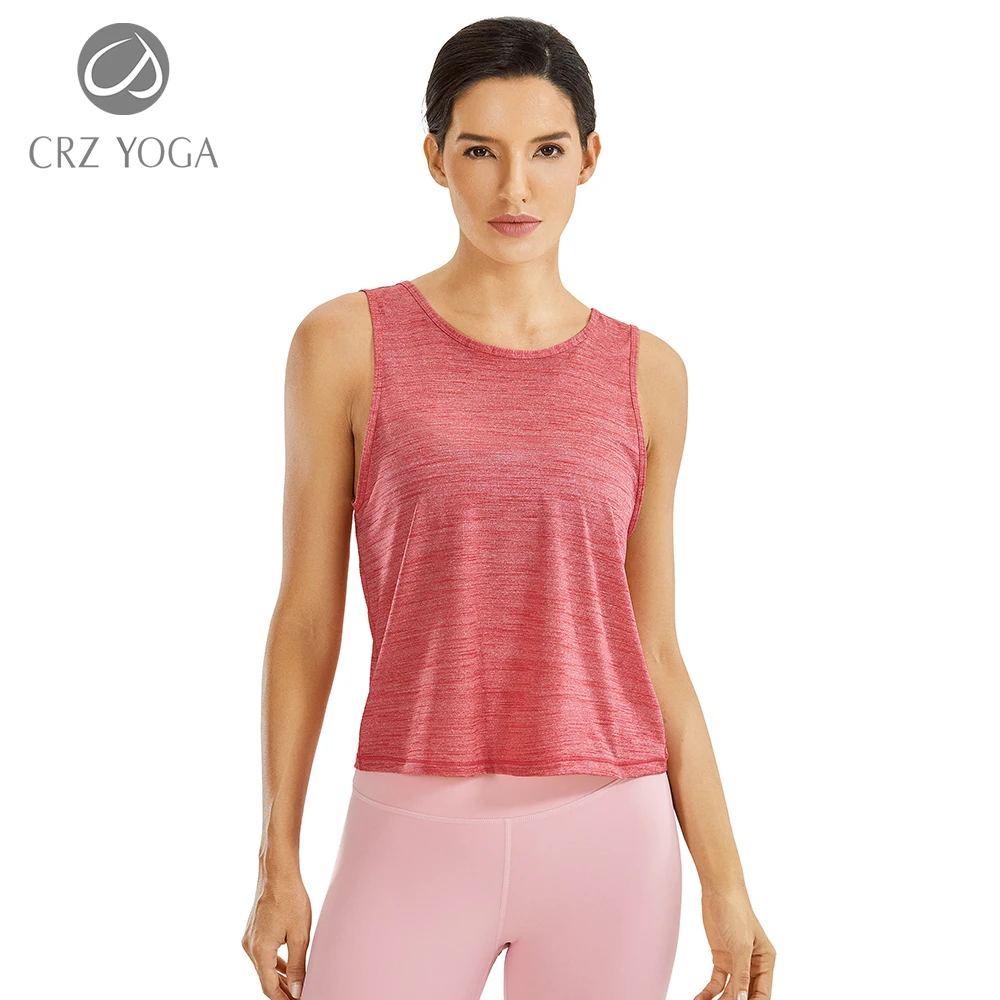 

CRZ YOGA Women's Lightweight Workout Tank Heather Quick Dry Sleeveless Athletic Shirt Casual Top