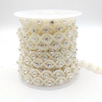 10 yards creative pave pearl crystal rhombic beads diy party crafts supply wedding clothing supplies geometric accessories hot