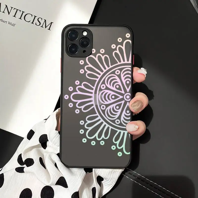 

Mandala Lace Flower art pattern Phone Cases matte transparent For iphone 7 8 11 12 plus mini x xs xr pro max cover