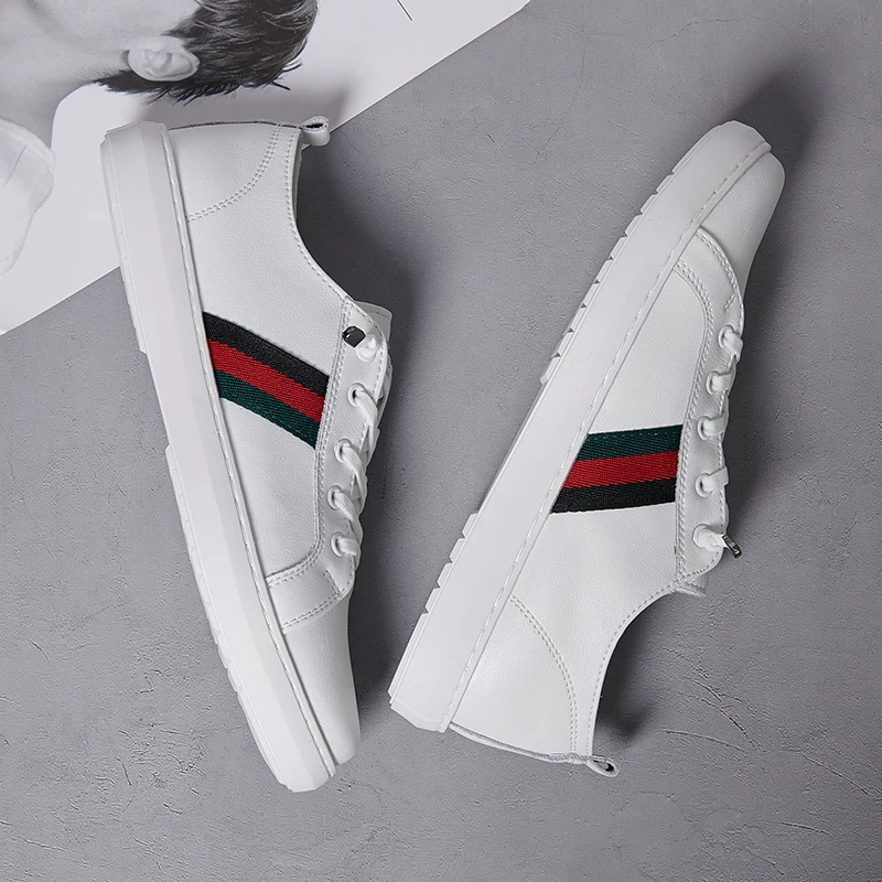 

Мужские кожаные кроссовки, белые дышащие слипоны, повседневная обувь для отдыха, 2020