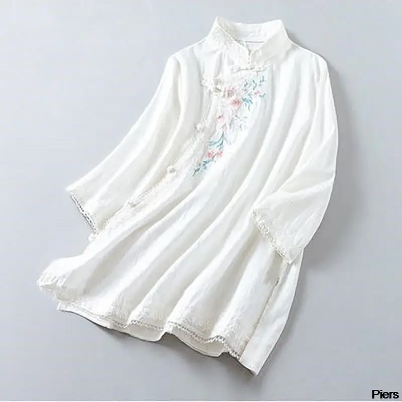 Рубашка в китайском стиле винтажные Топы Ципао женское традиционное китайское