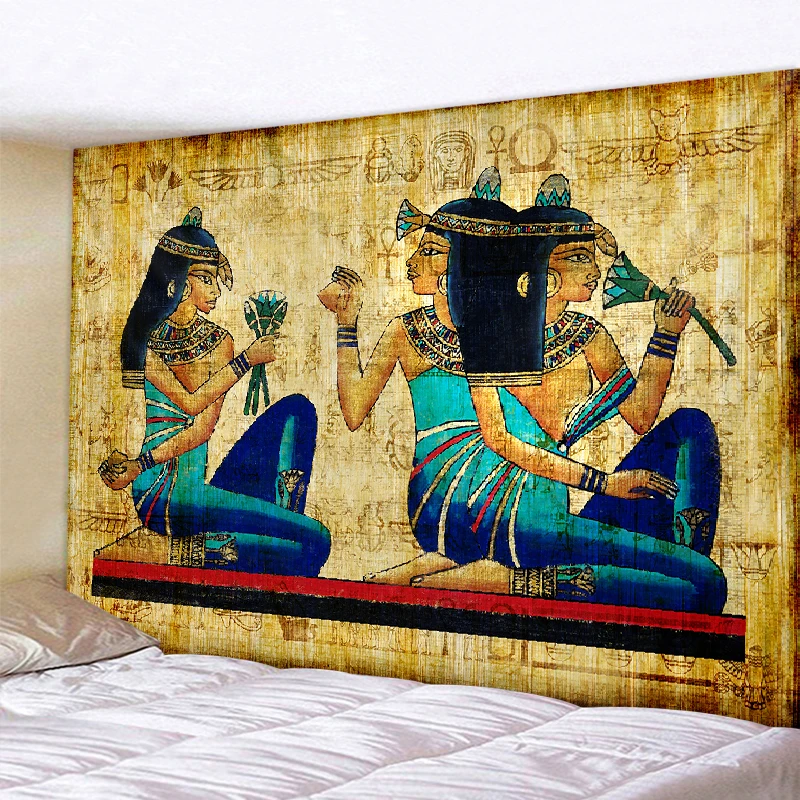 

Yellow Ancient Egypt Tapestry Wall Hanging Old Culture Printed Hippie Egyptian Tapestries Wall Cloth Home Decor Vintage Tapestry