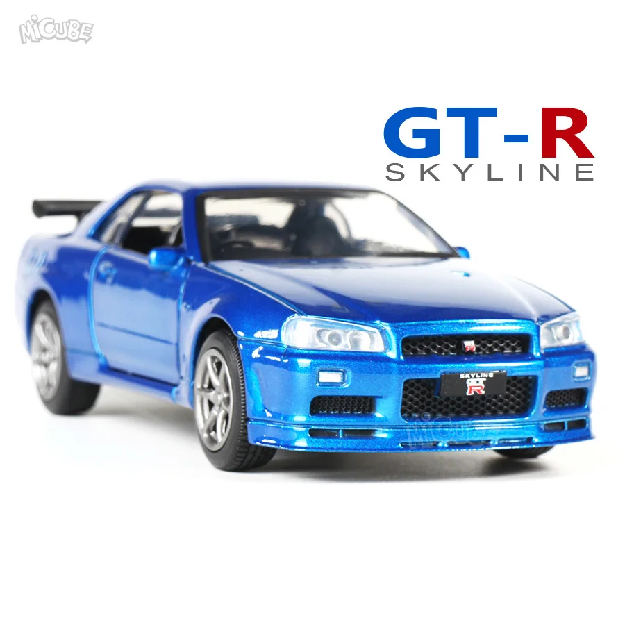 Автомобильная 1:36 из сплава Nissan GT R R34 модель спортивного автомобиля GTR с имитацией