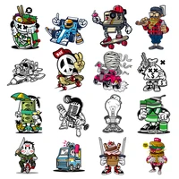 ironing kawaii hamburger robot patches iron on heat transfer for clothes diy applique space planet patch for kids vinyl stickers